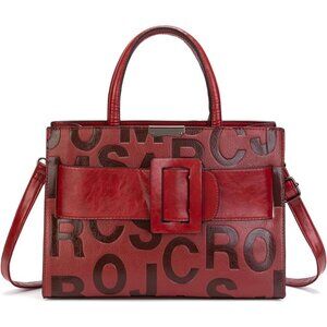Women’s Red Crocodile Pattern Satchel Handbag Stylish Tote Purse Shoulder Bag